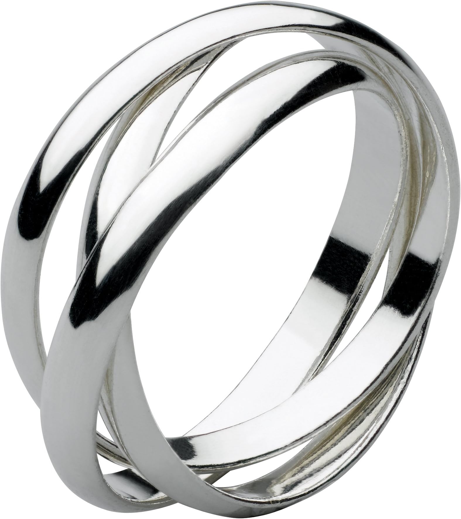 DewSterling Silver Interlocking Bands 3 x 3mm Rings Sizes J-R