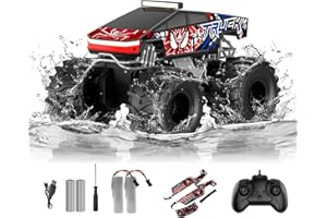 TOZDTO Remote Control Car, Amphibious Monster Truck Toys for Boys RC Cars, 2.4 GHz Waterproof RC Trucks, 1:18 4WD All Terrain Off-Road Pickup, Cool Christmas Birthday Ideas Gifts for Kids 6+ Year Old