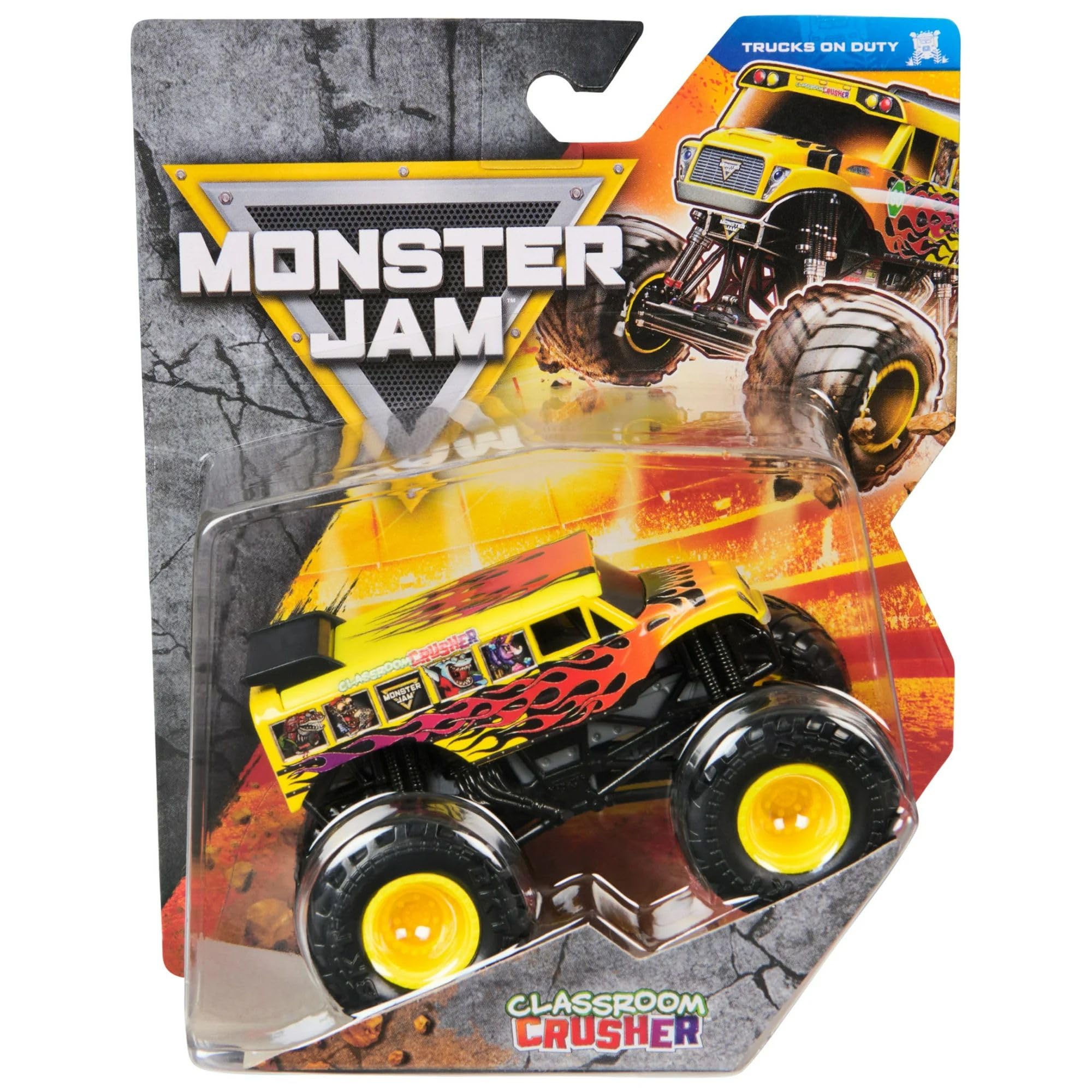 Monster Jam 2025 Official 1:64 Diecast Truck Series 44 Trucks On Duty Classroom Crusher School Bus