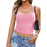Avidlove Camisole Tops for Women Cowl Neck Ruched Going Out Trendy Cami Crop Top Summer Y2K Spaghetti Strap Tank Tops