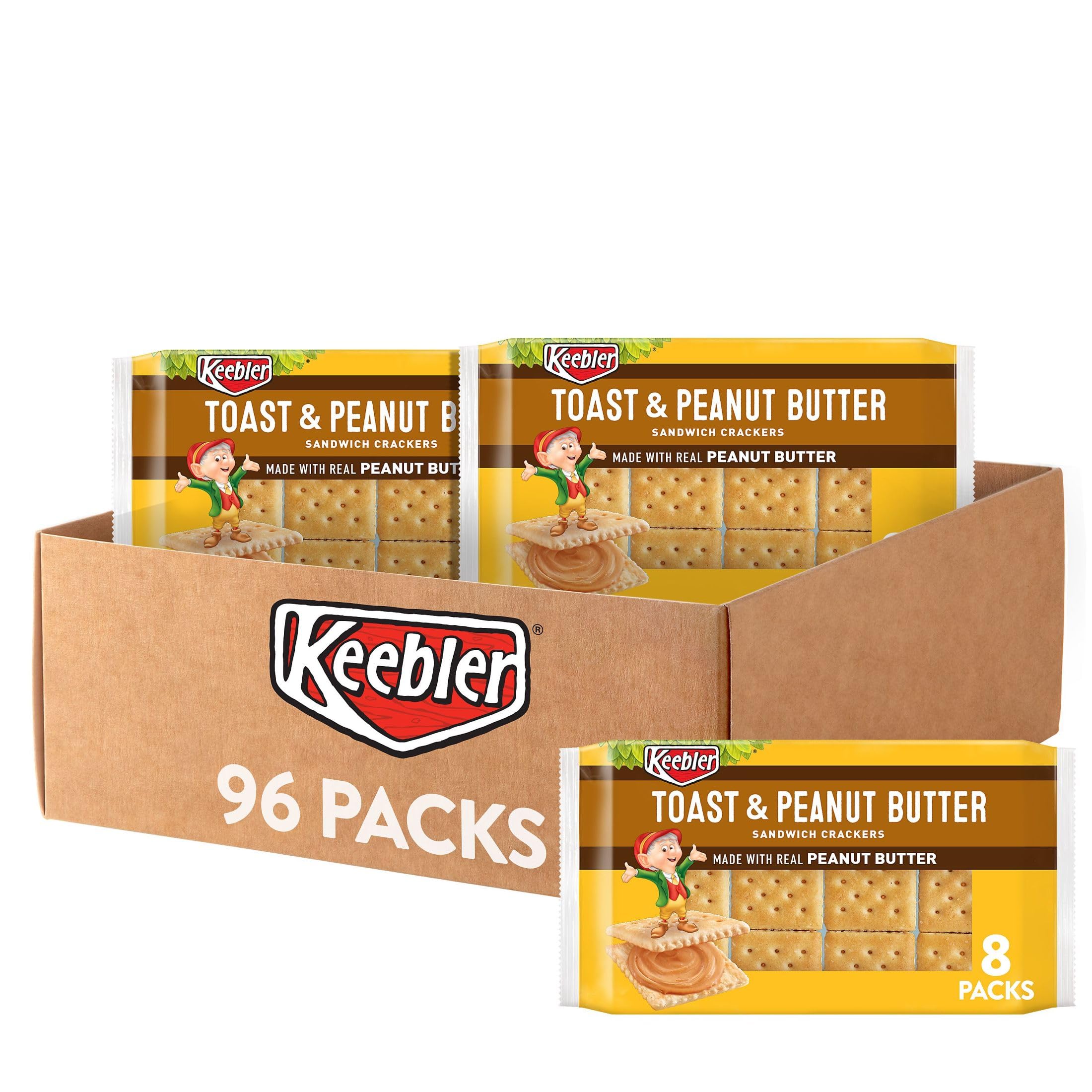Photo 1 of Keebler Sandwich Crackers, Single Serve Snack Crackers, Office And Kids Snacks, Toast And Peanut Butter (12 Trays, 96 Packs) 04/18/2025
