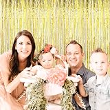 ASelected 6PK Gold Foil Fringe Curtains 1x2m Party Backdrop Photo Booth view 6