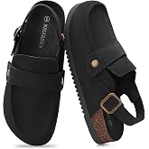 NIEARDAN Clogs for Women Mules with Back Strap Lightweight Closed Toe | Wide Toe Box,Adjustable Buckles,Arch Support,Slip On,Slip Resistant,Breathable,Flexible,Cork Footbed,Dress,Work,Walk,Travel
