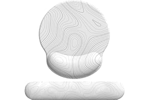 eulps Mouse Pad Wrist Support, Ergonomic Memory Foam Keyboard Wrist Pad & Gel Wrist Rest Set for Computer Keyboard for Easy Typing & Pain Relief for Office & Home (White Topographic)