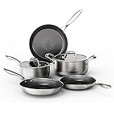 COOKER KING Stainless Steel 7PCS Cookware Set, Pots and Pans Set, Non Stick, Frying Pans, Saucepans & Stock Pot with Lid, Non-Toxic, Induction, Oven, Dishwasher Safe