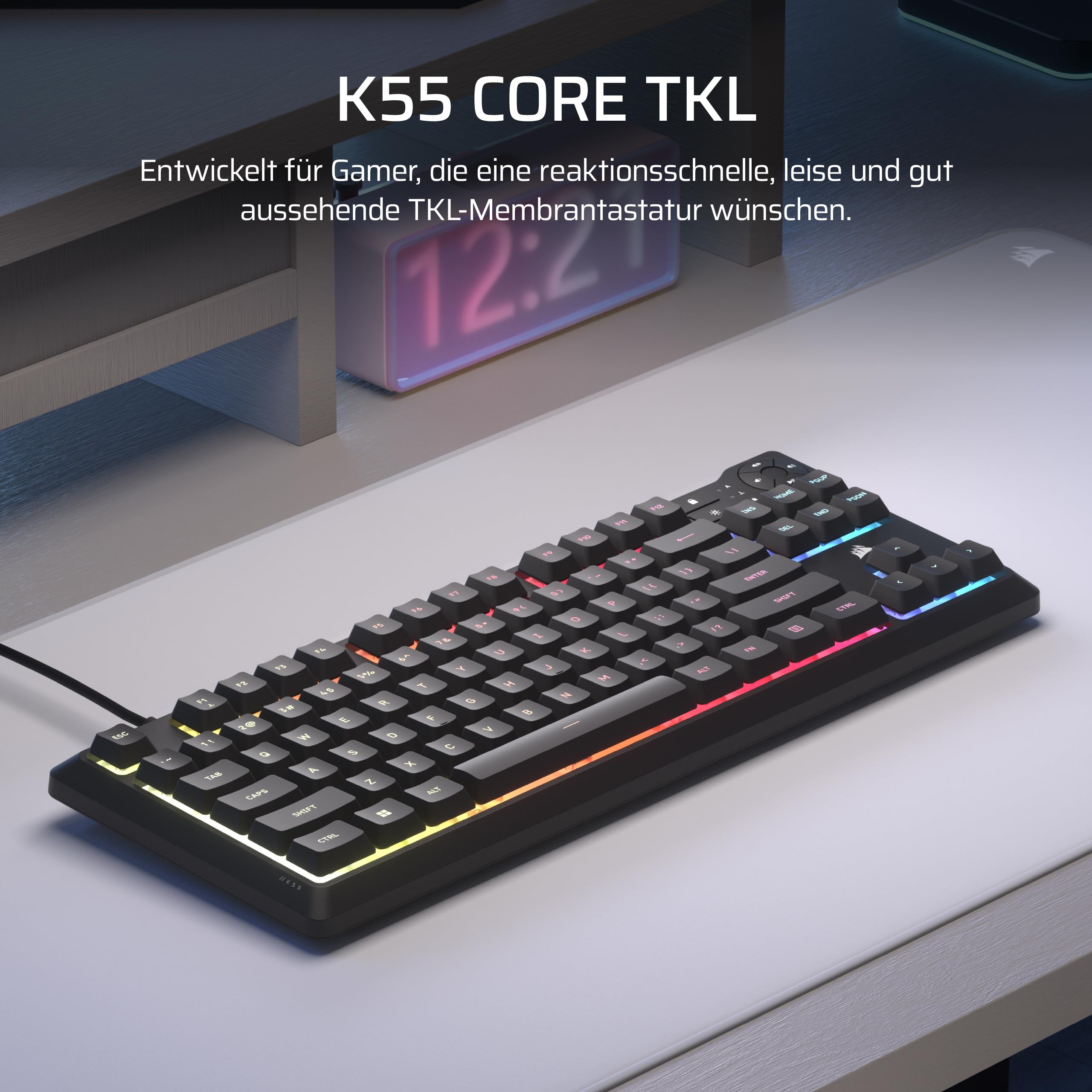 Corsair K55 CORE TKL RGB Tenkeyless Gaming-Tastatur – Schwarz 2