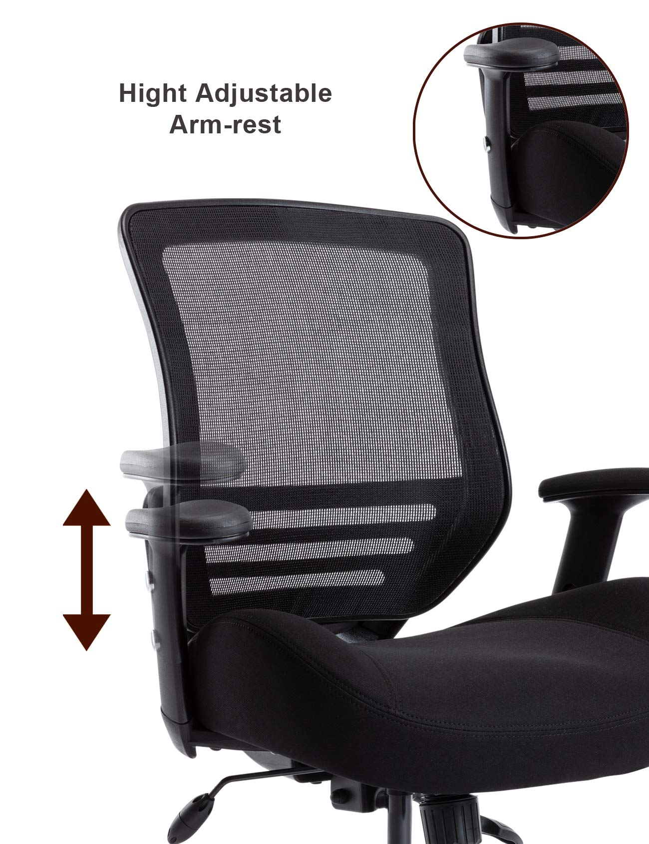 BOLISS Back Mesh Ergonomic 400lbs Wide Seat Face Office Chair Computer Chair Mesh Chair Desk Chair Task Chair Height Adjustable Armrest (Black Frame Black Fabric)
