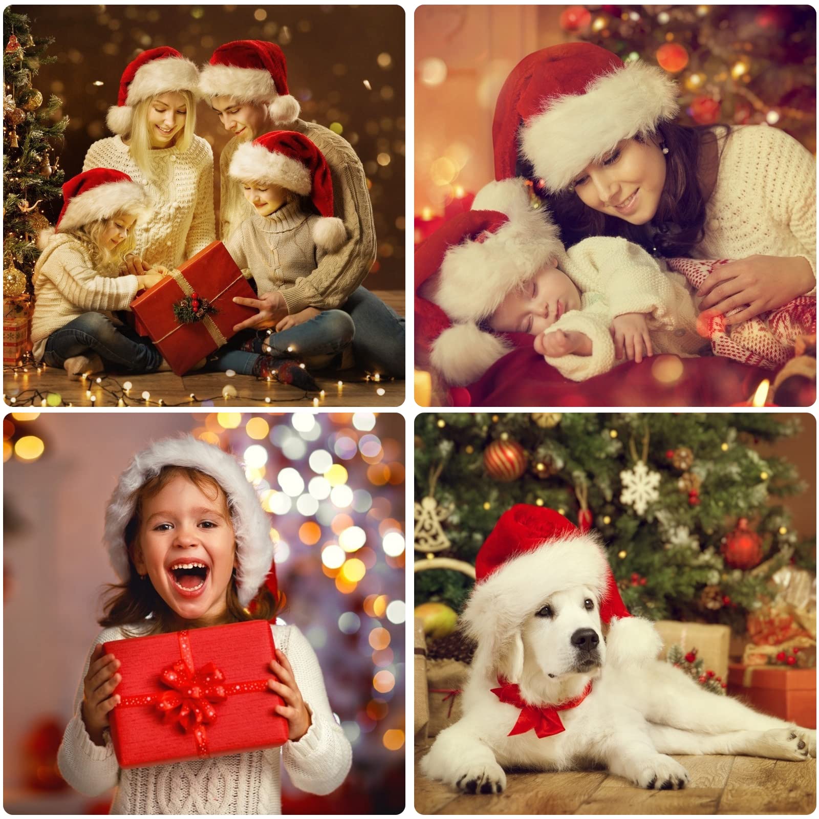 B-Land Unisex-Adult's Santa Hat, Christmas Hats for Adults Women Men Extra Thicken Xmas Holiday Hat with Comfort Liner