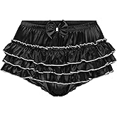 Satini Frilly Sissy Ruffled French Knickers Briefs Lingerie Silky Satin Underwear Panties
