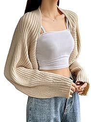 Verdusa Women's Casual Long Sleeve Open Front Crop