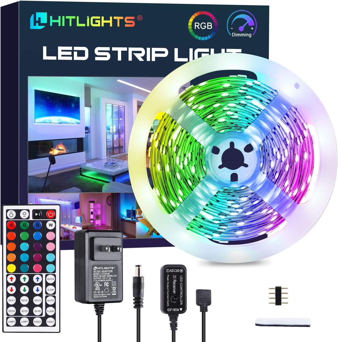 HitLights 16.4FT RGB LED Strip Lights 5050 Color Changing