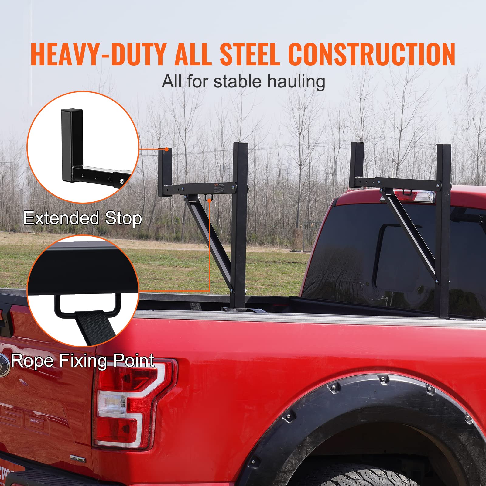 VEVOR Ladder Rack For Pickup Load 113 Kg, Extendable Steel Luggage Rack ...