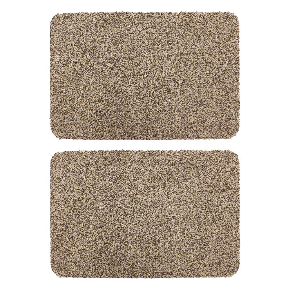 JVL Tanami Machine Washable Doormat, 50x75cm, Beige, Pack of 2