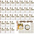 BIGIVACA 1.5 oz Hexagon Mini Glass Honey Jars with Wood Dippers, Gold Lids,Bee Pendants,Jutes,35 Stickers,Perfect for Baby Shower,Wedding Favors,Party Favors, Small, 30 Pack