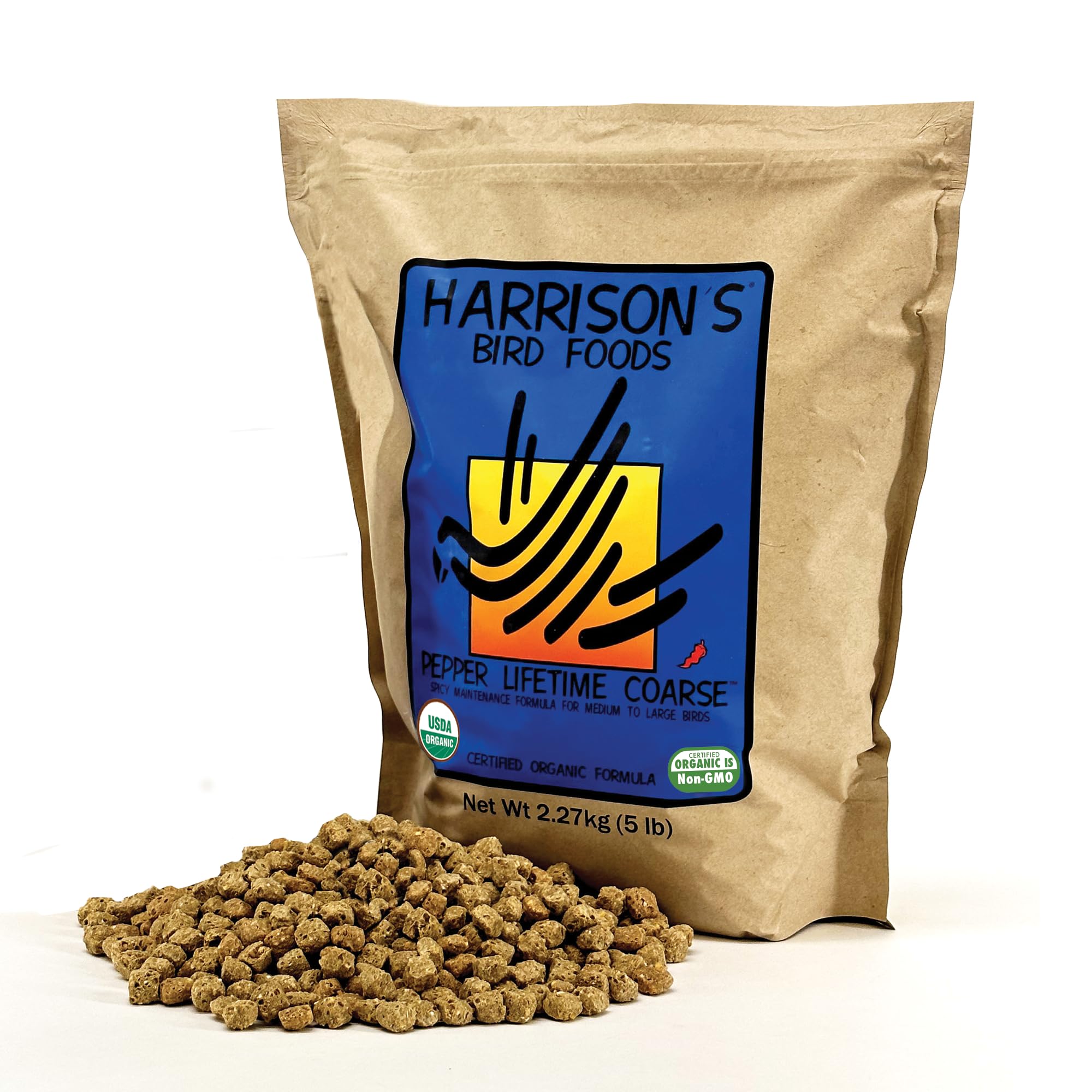 Harrisons Pepper Lifetime Coarse 5lb - Complete Parrot Diet, Pack of