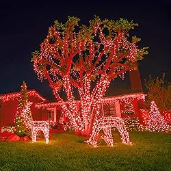 JMEXSUSS 2 Pack Red Solar Christmas Lights, Total
