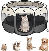 Youyijia Portable Pet Playpen 74x74x43cm Foldable Mesh Cage Gray