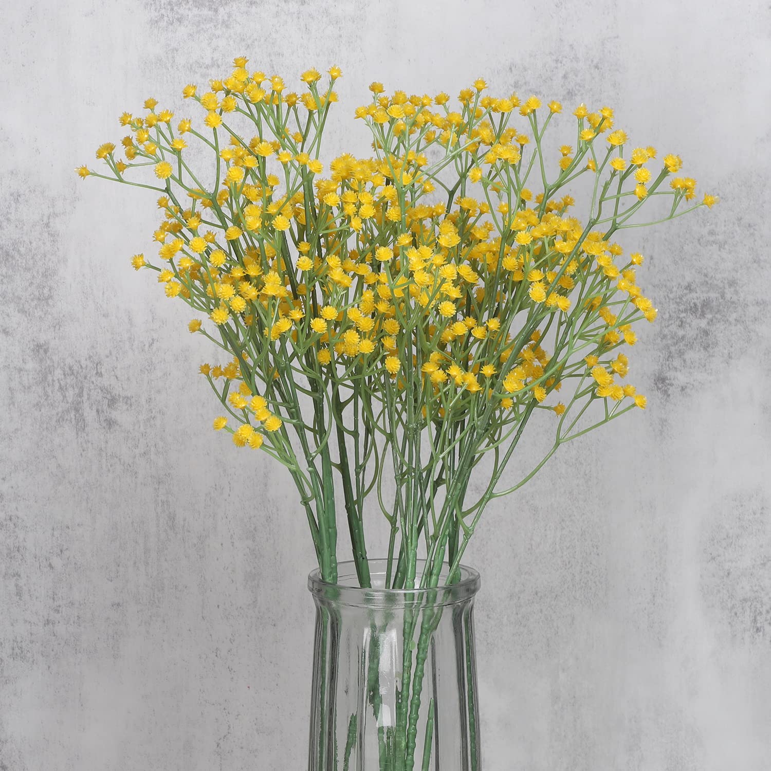 huaao 7 Pieces Artificial Flowers Gypsophila Gypsophila Artificial Bouquet Fake Artificial Plants for Wedding Bridal Bouquets Flower Arrangement Hotel Living Room Party Decor, Yellow