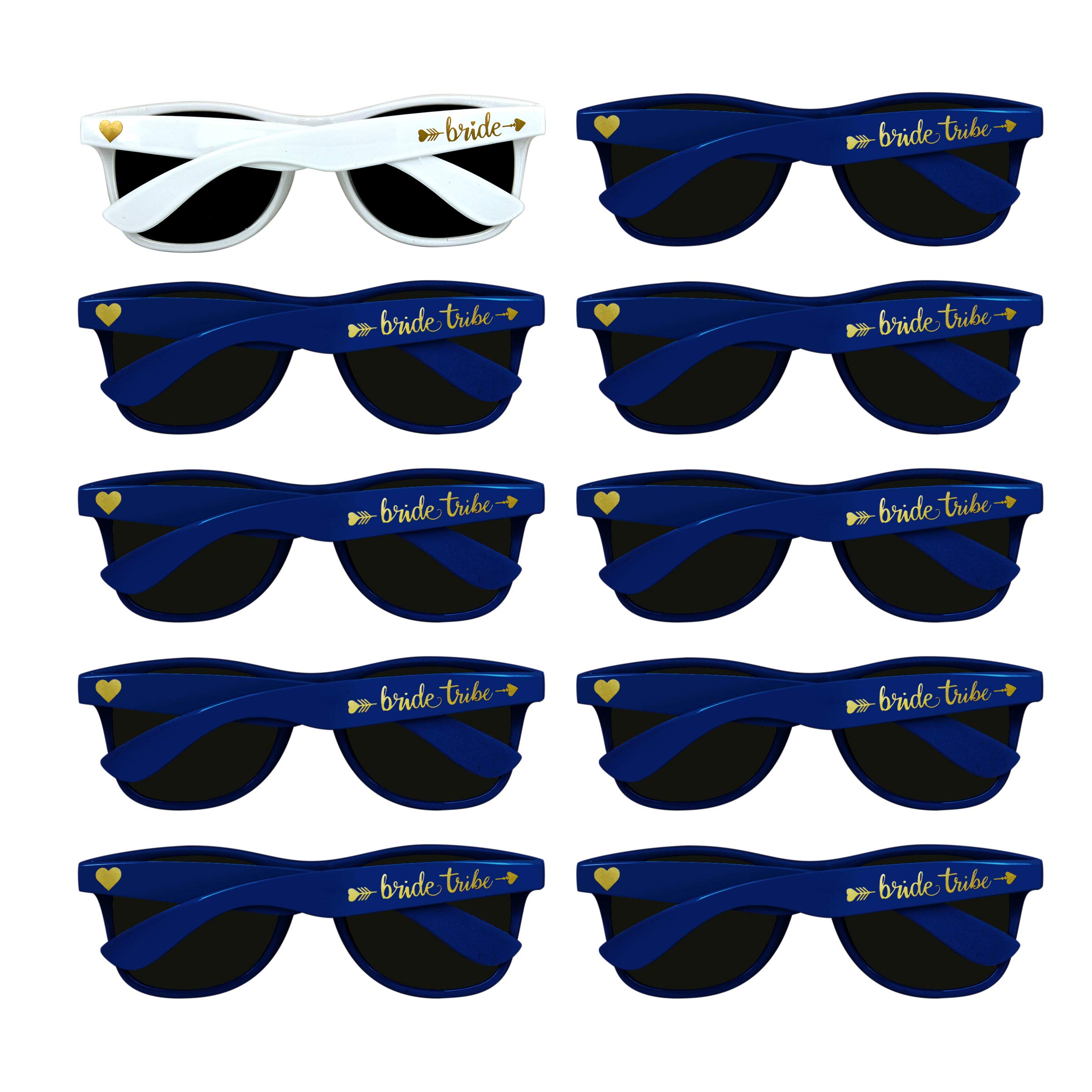 LADY&HOME 10 Pack Hen Party Women's Sunglasses - Bride & Bride To Be Sunglasses for Women, Bridesmaid Gifts, Bachelorette Party Accessories (Navy)