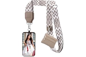 XANGNIER Clip and Go Strap for Phone with Wallet Crossbody, Phone Strap with Zippered Wallet, Adjustable Anti Theft Cellphone Lanyard for Women, Cellphone Chain Accessories,Multicolor 21