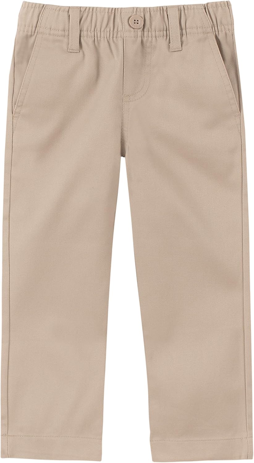 IZOD Boys' School Uniform Flat Front Twill Pants: Clothing