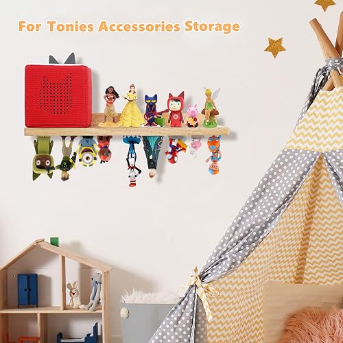 Étagère Murale Magnétique Pour Figurines Tonie - Rangement Jusqu'à 32 Tonies + Station De Charge - En Bois, 40x14 Cm