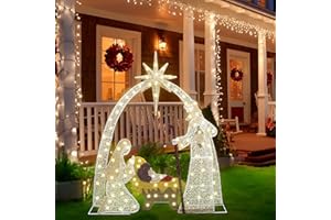 DKLGG Lighted Outdoor Nativity Scene for Christmas Decor, 3.8ft Outdoor Nativity Display Set Yard Decoration W/280 Warm Lights, Holy Family Jesus Christmas Decoration for Holiday Décor Outside Garden