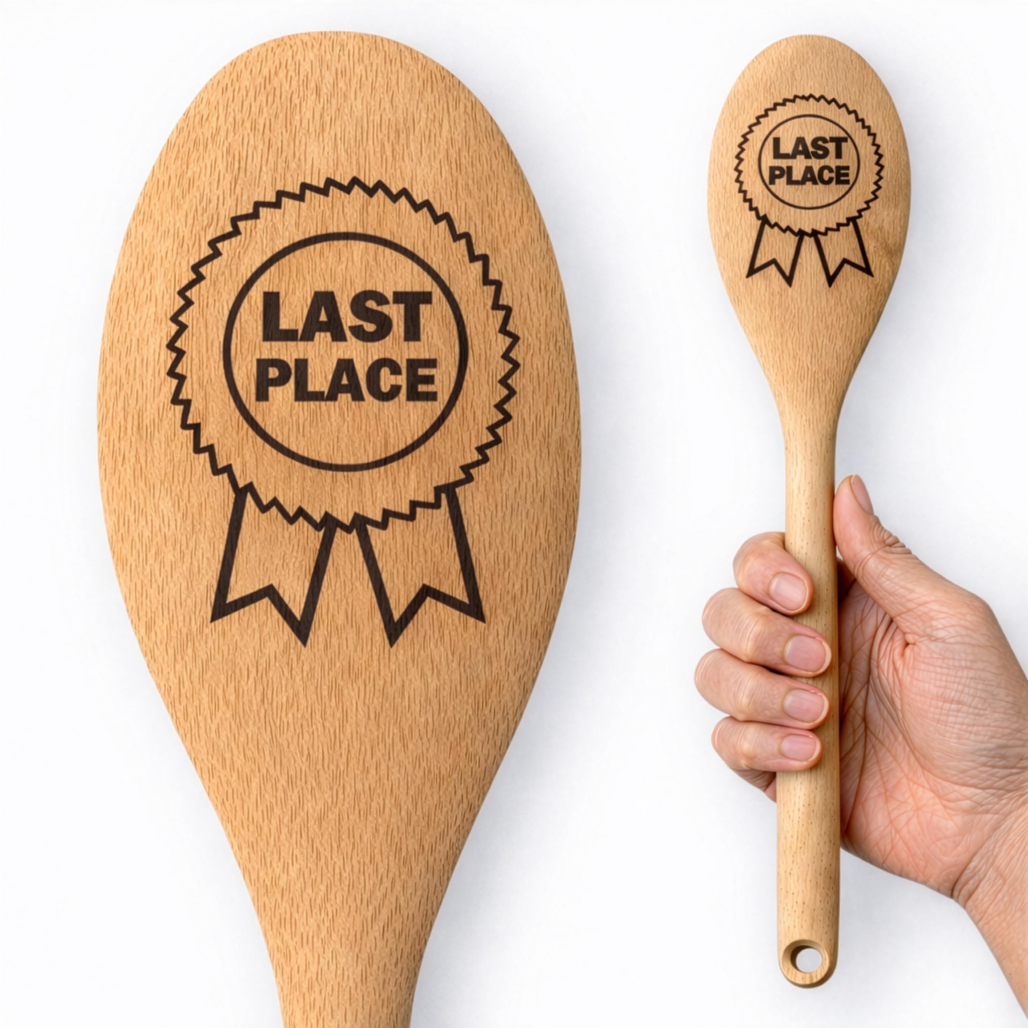 Novelty Last Place Wooden Spoon Trophy | Funny Loser Booby Prize Award | Pub Quiz, Golf, Sports Day, Darts and Football Competition | Laser Engraved Beechwood | Funny Prize for Him or Her