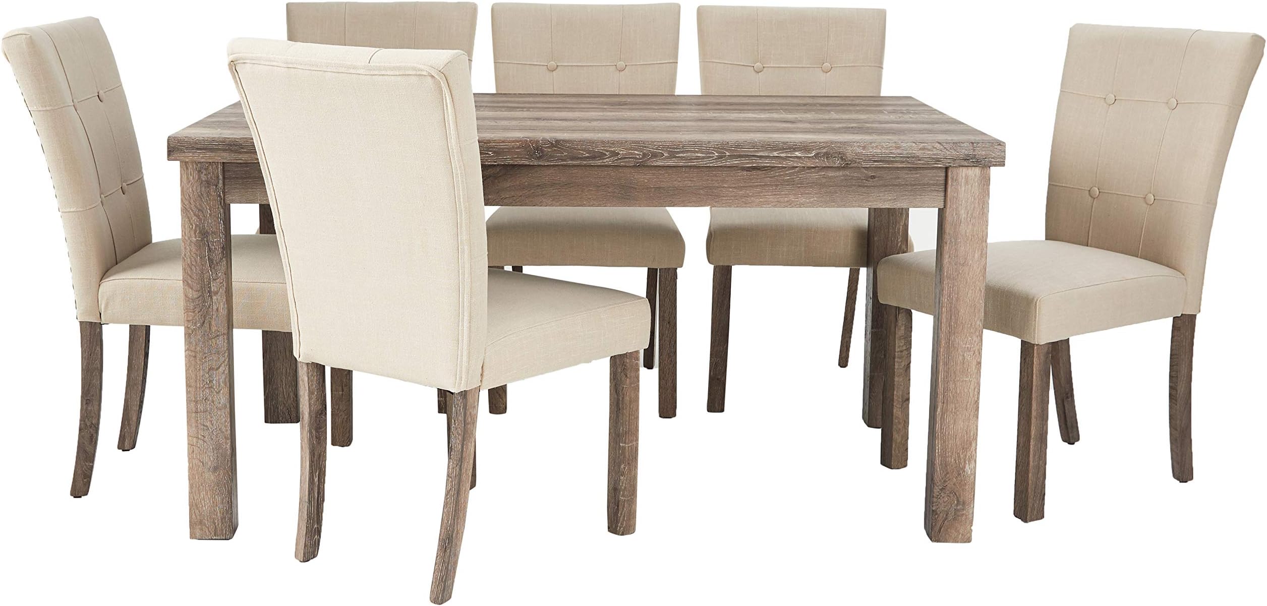 Best Master Furniture Hadley 7 Piece Dining Set, Light Grey