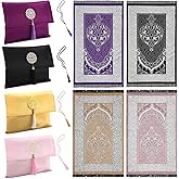 Mindsoft 4 Pack Eid Muslim Prayer Rug Portable Mat with Travel Bag and Beads, Islamic Ramadan Gifts for Men, Women and Kids (Classic Color)