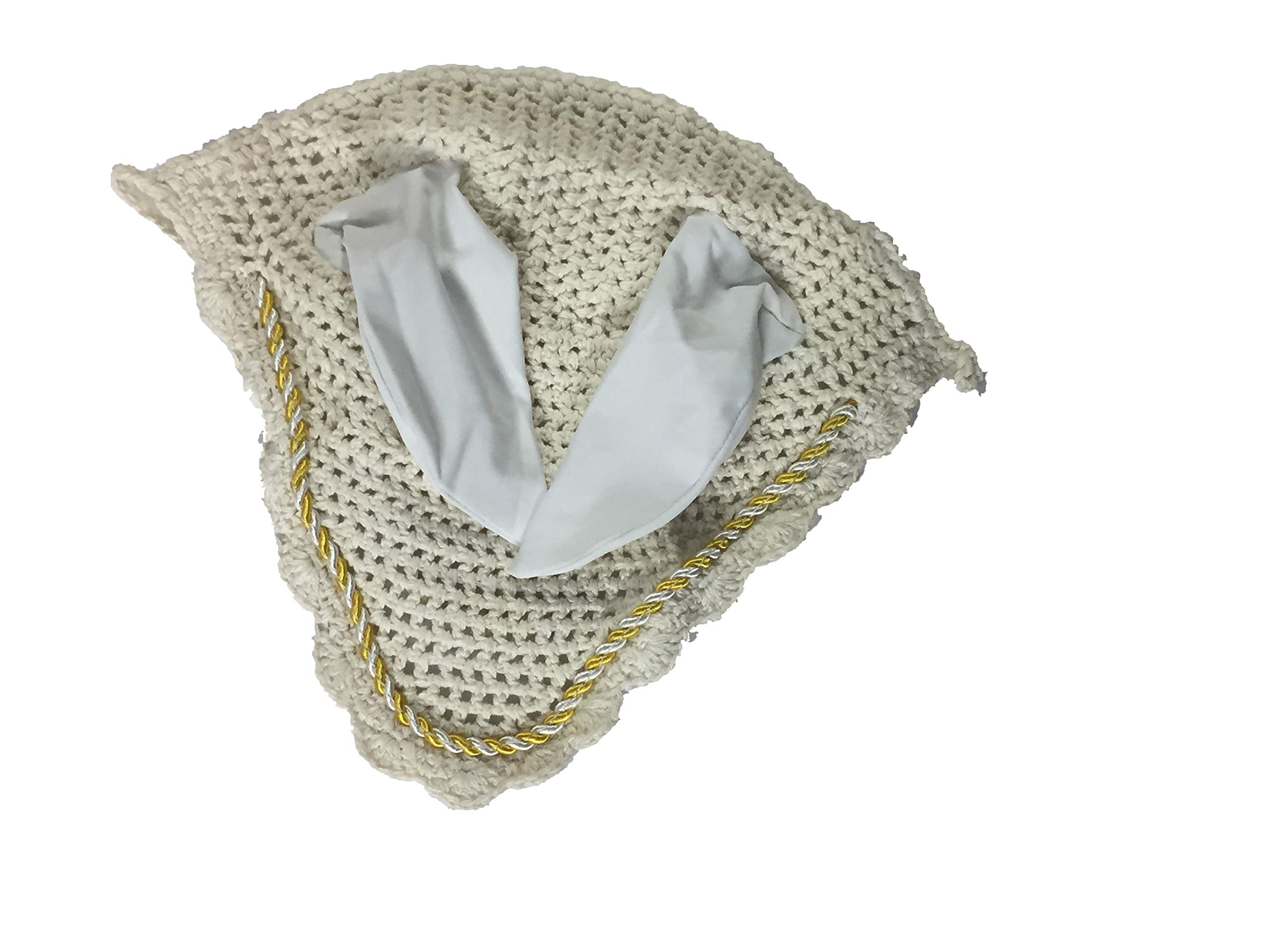 Spire Horse Soft Crochet Breathable Cotton Ear Net Hood Ear Protector Bonnets (Pony, White)