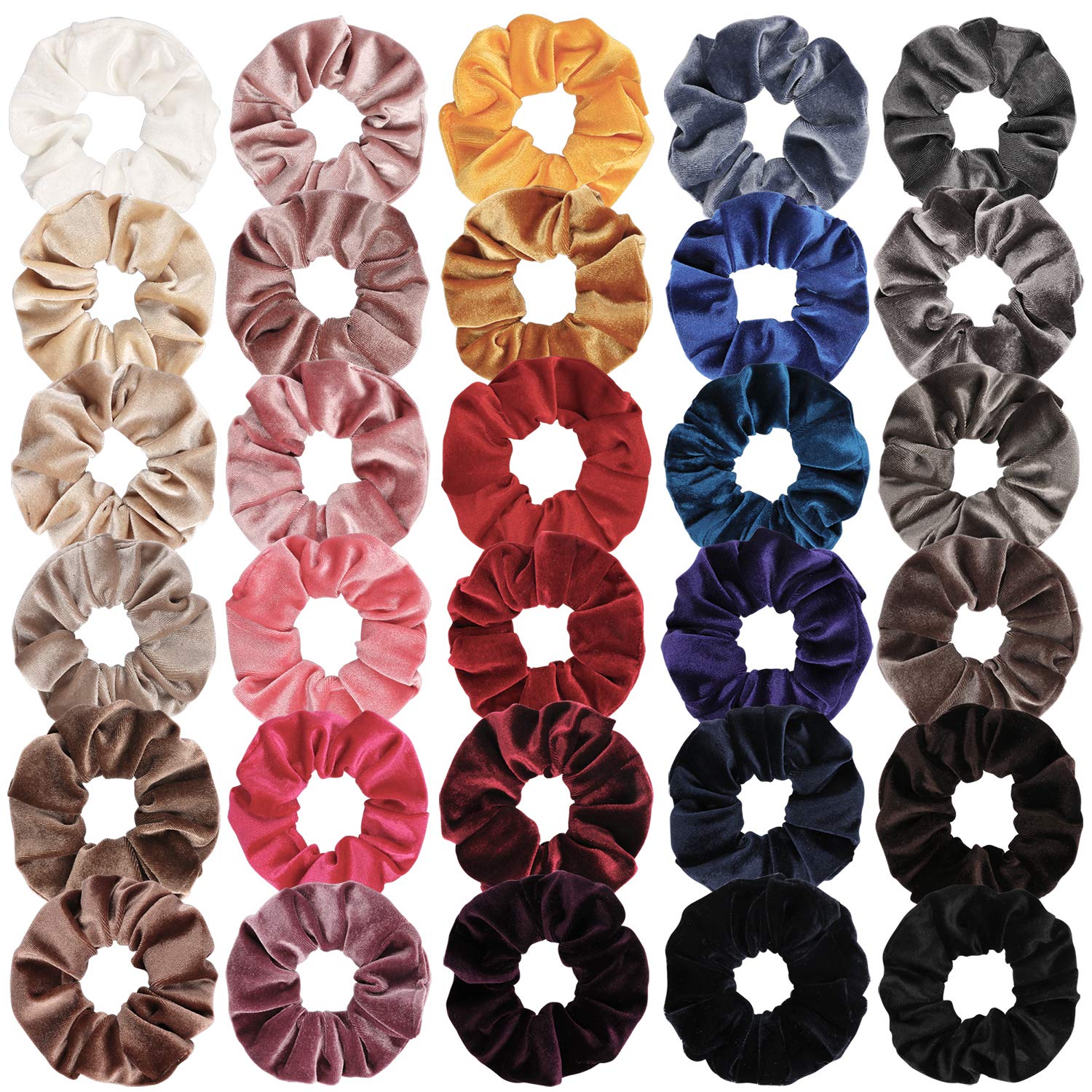 Ondder 30 Pack Velvet Scrunchies Hair Bobble Elastics Hair Scrunchy
