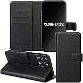 RadEnergy EMF Protection Anti Radiation Leather Flip Folio Case for iPhone, Genuine Leather Wallet Case/Cover with Card Holder & Stand Function Black