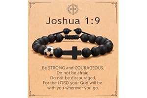 UNGENT THEM Baseball Soccer Gifts, Natural Stone Baseball Soccer Cross Bracelet for Son/Grandson/Nephew