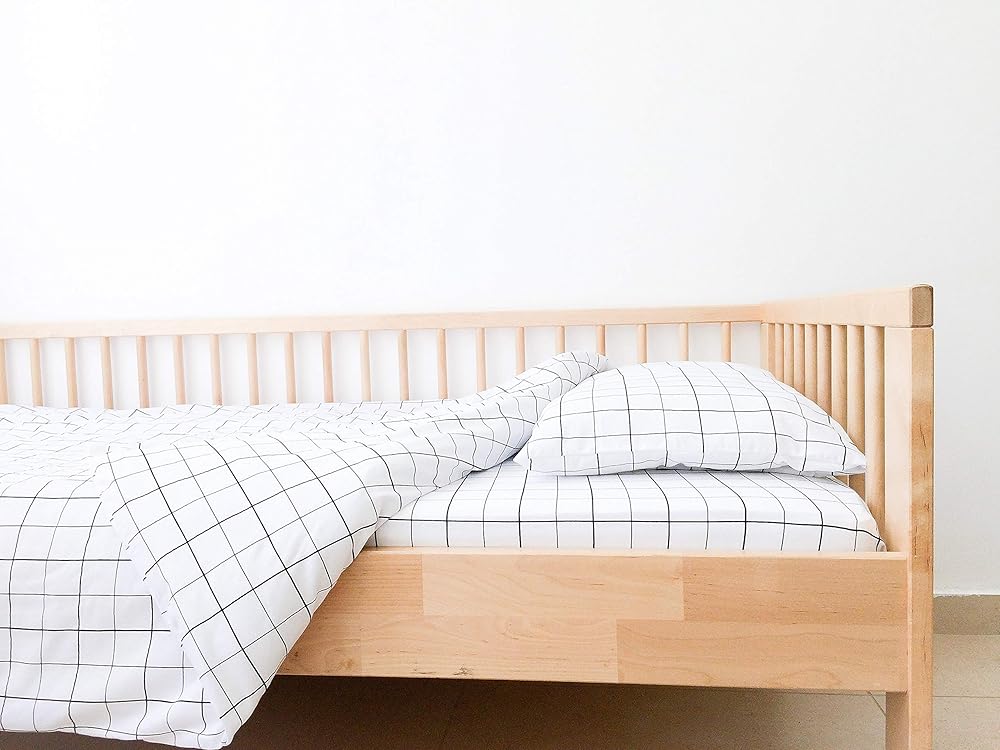 Grid Bedding Fitted Crib Sheets Boy Black White Crib Bedding Modern Kids Bedding Boy Toddler Sheets Toddler Bedding Boy Mini Crib Sheets Bedding Home Living