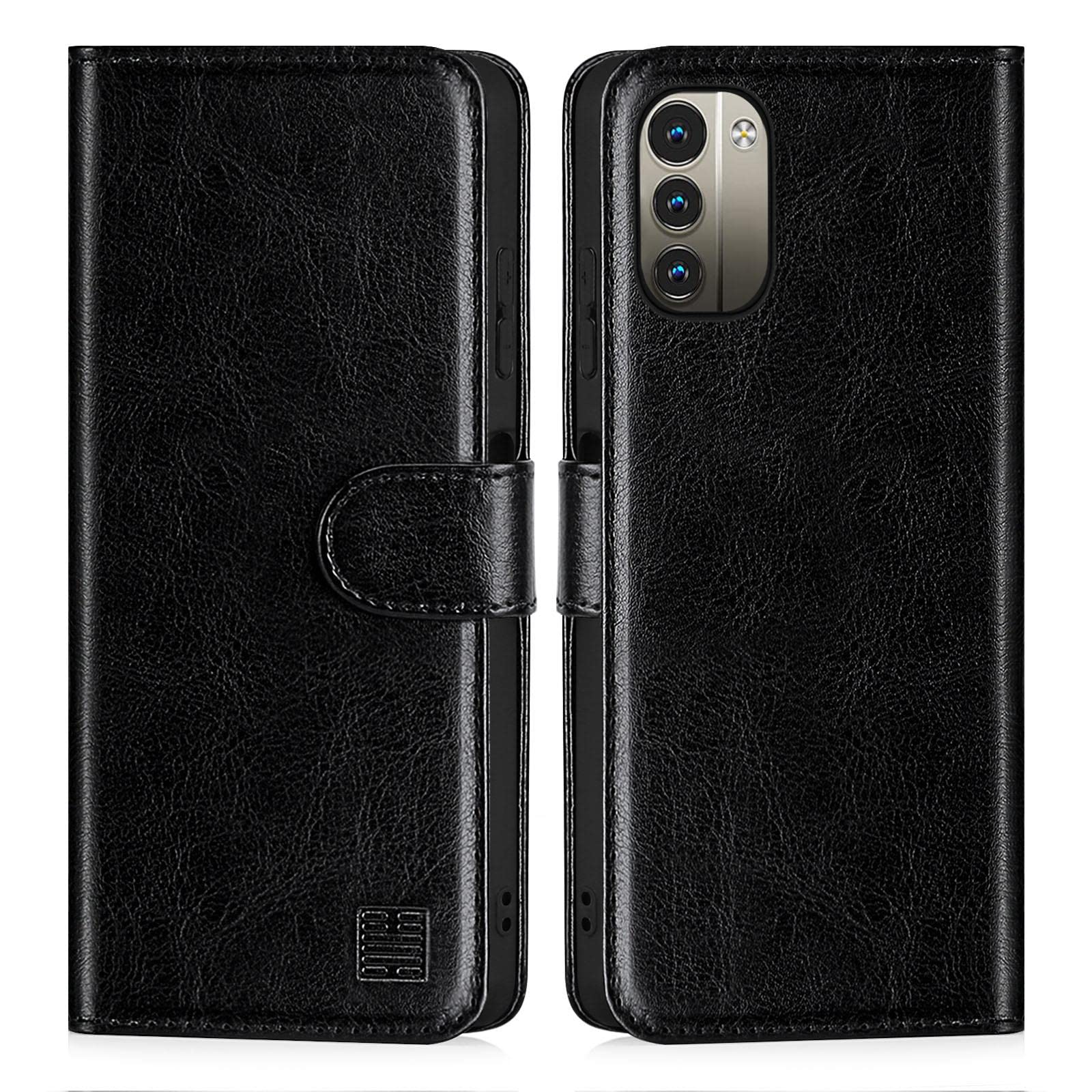32nd Book Wallet PU Leather Flip Case Cover For Nokia G11 & G21, Design With Card Slot and Magnetic Closure - Black