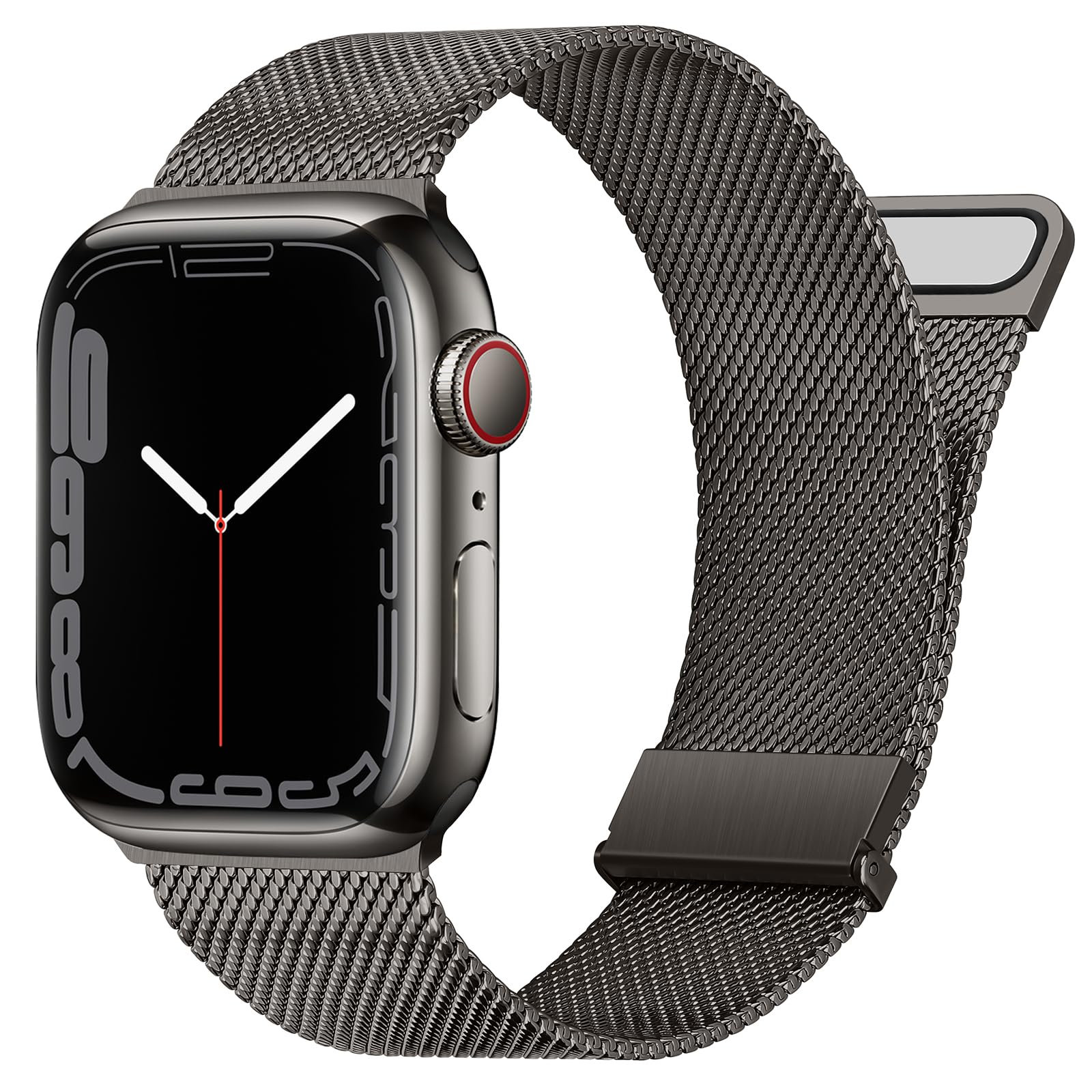 Amizee Metal Straps Compatible with Apple Watch Strap 49mm 46mm 45mm 44mm 42mm Women Men, Stainless Steel Dual Magnetic Clasp Strap for iWatch Ultra/Ultra 2 Series 10 9 8 7 6 5 4 3 2 1 SE (Graphite)