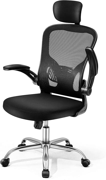 Magic Life オフィスチェア デスクチェア 椅子 跳ね上げ式アームレスト 高反発クッション採用 組立簡単 人間工学設計 ハイバック メッシュ コンパクト 調節可能 可動式枕 ロッキング椅子 腰サポート通気性 360度回転 一年無償部品交換保証 Ofc 5901 Amazon Co Uk