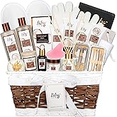 Valentines Day Gifts Coconut Vanilla Spa Gift Set for Women - Luxurious 28Piece Body Care Collection, Bath & Body Basket Gift Set for Mothers Day, Birthday, Christmas Gifts Self Care Gift