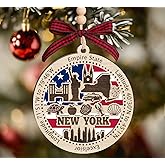 BurkeDesign New York State Wooden Ornament - States Christmas Ornaments - Ny State - Moving to New York Gift - First Christmas to Ny - 2 Layer Ornament Wooden 4Inch