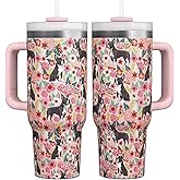 Generic Boston Terrier 30 Oz Insulated Stainless Steel Travel Tumbler With Handle and Straw - Perfect for Coffee, Water, or Travel - Ideal Gift for Women or Men