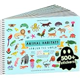 Cupkin Animal Habitats Sticker Book | 12 Coloring &amp; Activity, 500+ Stickers | Spiral-bound kids craft format with 12 activity scenes, 12 art pages, side-by-side viewing and easy-peel design for ages 2&ndash;8