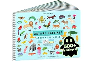 Cupkin Animal Habitats Sticker Book | 12 Coloring & Activity, 500+ Stickers | Spiral-bound kids craft format with 12 activity