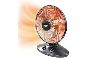 Comfort Zone Indoor Dish Space Heater with 70-degree Oscillation, Parabolic, Radiant, Electric, Adjustable Tilt, Tip Over Switch & Overheat Protection Sensor, Ideal for Garage, Workshop, 1,000W, CZ998