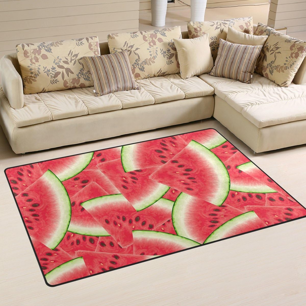Yochoice Non-slip Area Rugs Home Decor, Stylish Summer Red Watermelon Fruit Floor Mat Living Room Bedroom Carpets Doormats 31 x 20 inches