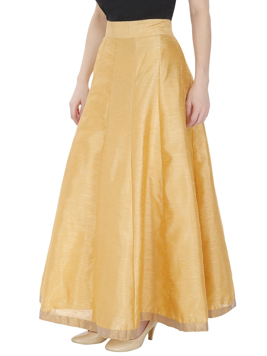 damen mode women golden solid silk skirt - free size