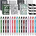 Funrous 32 Pcs Motivational Quote Pens Inspirational Notepads Mini Journal with Ballpoint Pen Small Notebooks Gift Set for Men Women Coworkers, Adult Party Favors Prizes Gift Bulk(Classic)