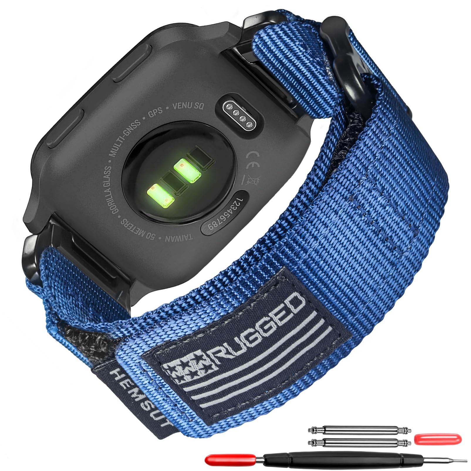 Compatible for Garmin Venu/Venu 2/ Venu 2 Plus/Venu Sq/Venu Sq 2/ Venu Sq Music (Not Venu 2S) Quick Pins Watch Band, Super Rugged Nylon Sports Strap With Woven Loop Design