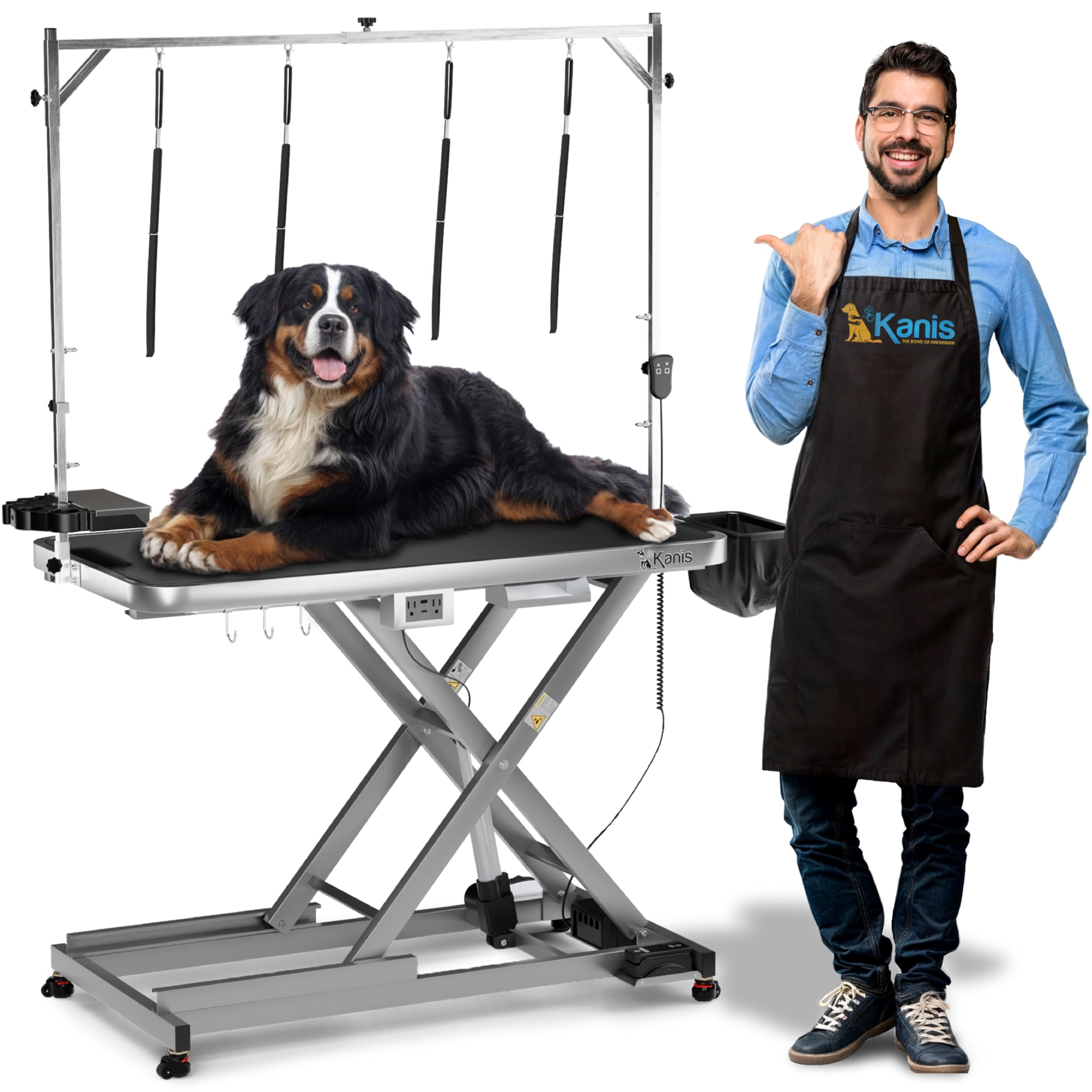 Photo 1 of ****SIMILAR ITHEM***
KANIS Professional Electric Dog Grooming Table - Heavy Duty, Height Adjustable Pet Grooming Table w/Leveling Wheels, Grooming Arm, Anti Slip Tabletop & Tool Organizer/Dog Grooming Station (49", Grey)