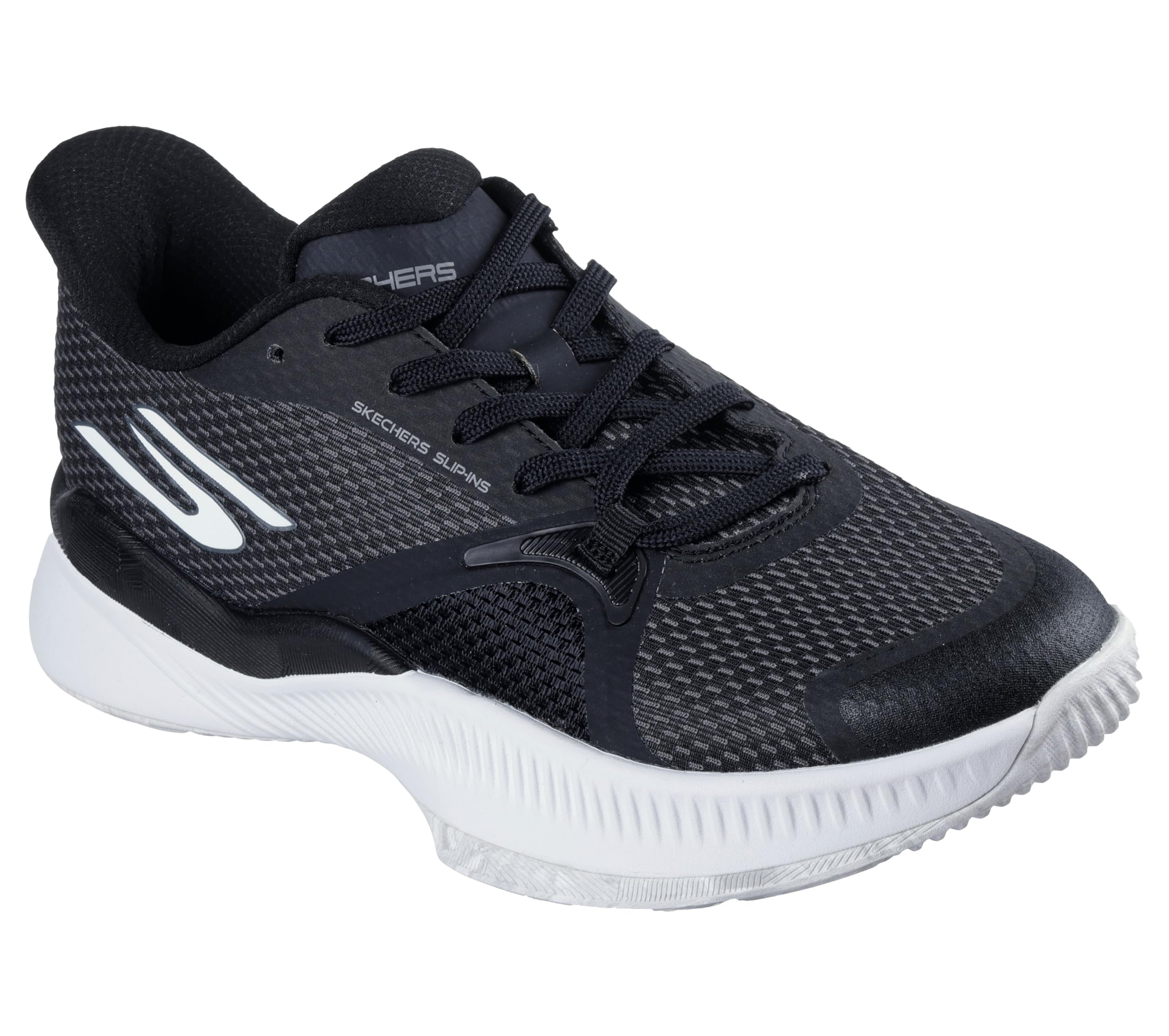 Skechers Women’s Tennis State Champ Hands Free Slip-Ins Sneaker, Black/White, 10